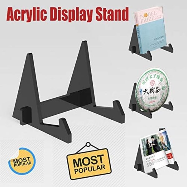 3-pack akryl displayställ i plast för tallrik eller fotoram, transparent