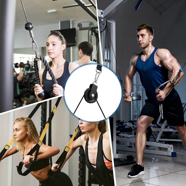 2 st 90 mm kabelhjul 360 graders rotation dragkedja för remskivesystem, DIY-utrustning, lyftblock, lyftstege, gym utrustning | JUNJUN