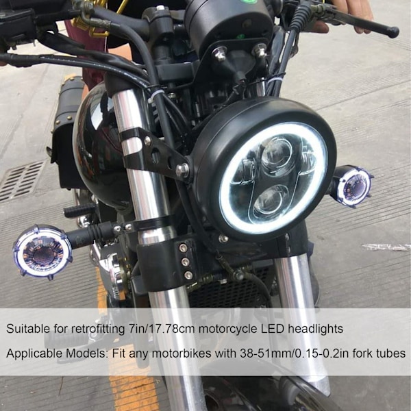 7-tums motorcykelstrålkastarhölje universellt fäste för LED-strålkastare 38-51 mm gaffelrör