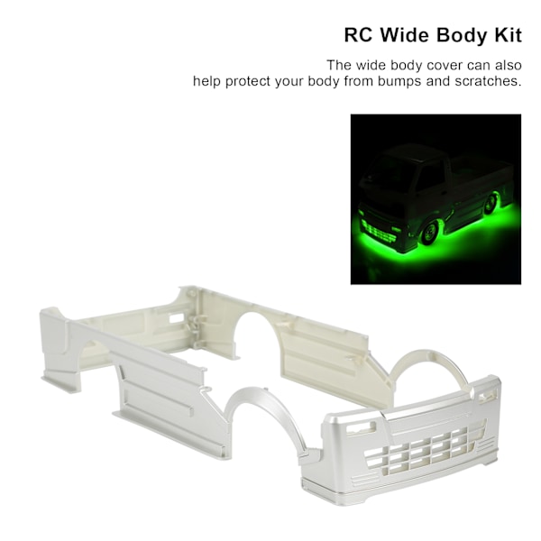 RC bred karosseri kit stort omgivande lock LED-ljusmodifieringssatser för WPL D12 RC-lastbil silvergrön