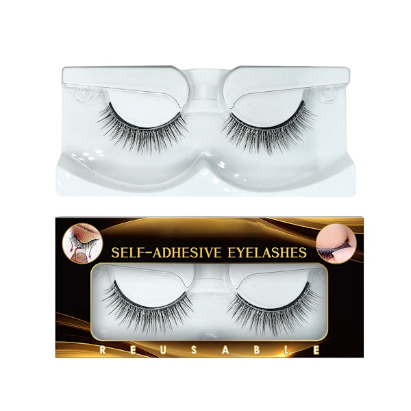 Ultralätta Syntetiska Fiber 3D Design Självhäftande Återanvändbara Ögonfransar För Vingad Look Och Förlänger Ger Drama, Set Med 2 Fransremsor Med Applikator,