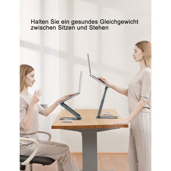 Höjdjusterbart Laptopställ, Ergonomiskt Datorställ, Justerbart Laptopställ, Notebookhållare för Skrivbord, Ståbord Konverterare med MacBook
