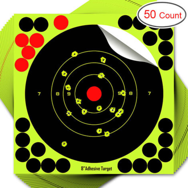 50x skjutmål Fluorescerande gul reaktivt stänk självhäftande papper mål 203x203 mm