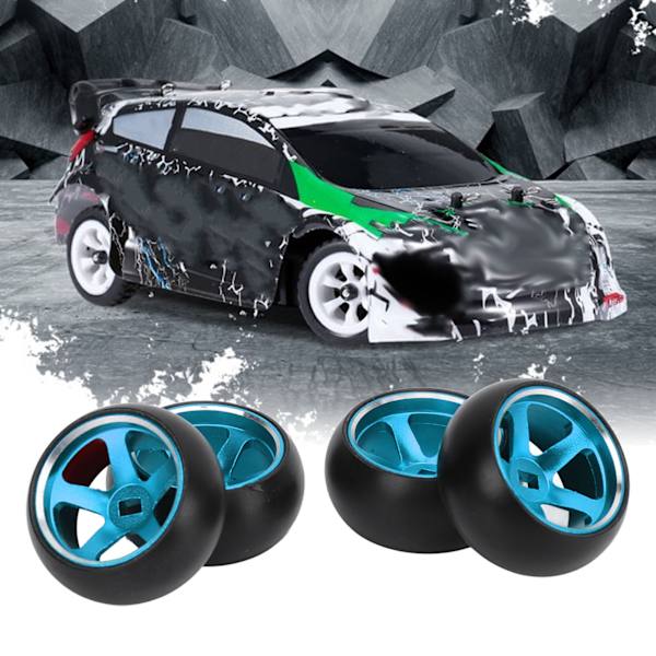 4PCS RC Drift Däck Aluminiumlegering RC Däck och Hjul Set för Wltoys K989 K969 P939 28413 1/28 RC Bilar Blå