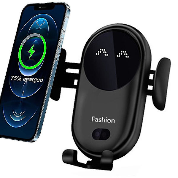 Trådlös Bil Laddare, Qi Snabbladdning Auto-klämma Biltelefonhållare, Luftventil Vindruta Instrumentbräda Biltelefonfäste, för iPhone Samsung LG