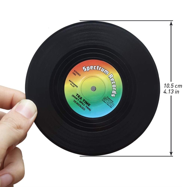 6 st 4,1 tum solid retro cd skiva vinylstil glasunderlägg