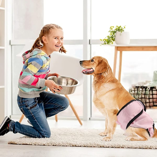 Mångsidiga Användningsområden Hundblöjor för Tikar, Tvättbara Återanvändbara Superabsorberande Inlägg för Inkontinensskydd, Träning, Resor (Storlek L)