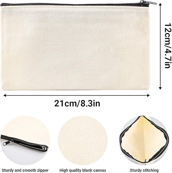Senbeeda 10 Stycken Tomma Pennfodral, Sminkväskor i Canvas, DIY Bl