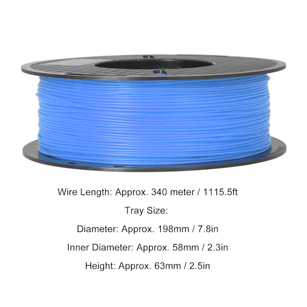 PLA 1.75mm Filament Hög Noggrannhet Rökfri 3D-skrivarfilament Utskrift Förbrukningsvaror 1kg Blå