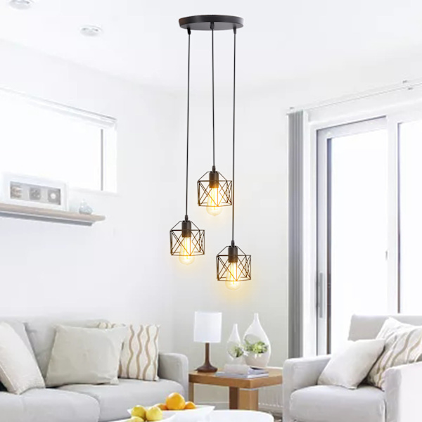 Antik Pendel Lampskärm E27 3 Huvud Retro Unik Stil Hängande Ljusskärm för Hemkaféer 85‑240V