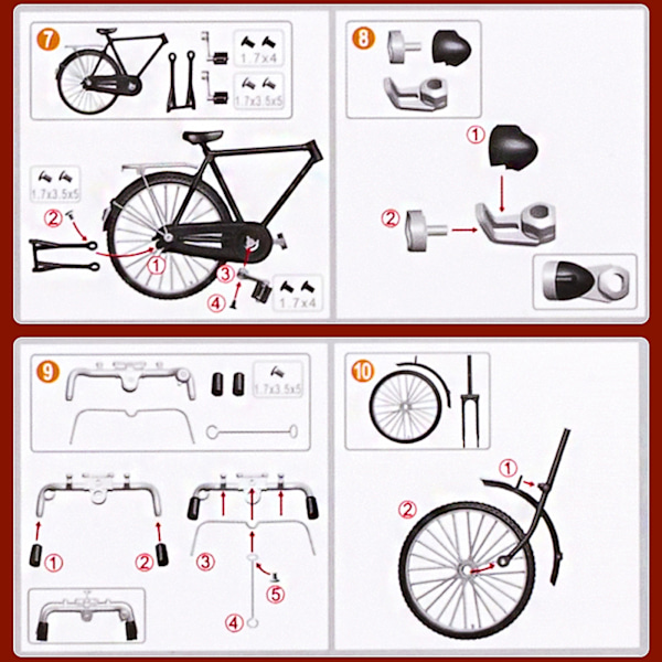 Simulering 1:8 Monterbar 28-ekrad cykelmodell i legering, klassisk retro roterande barnleksaksornament