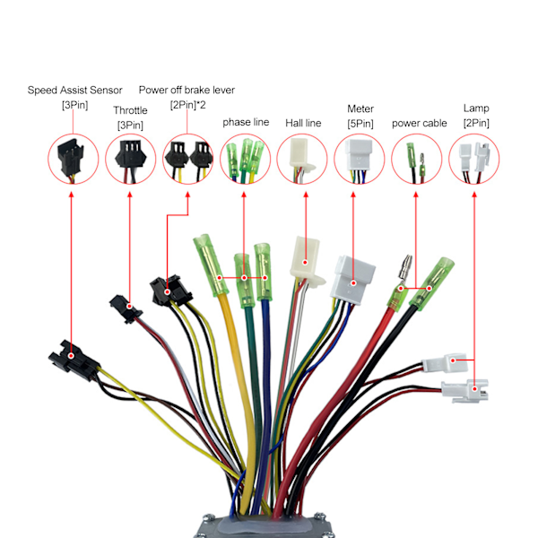 15A elektrisk cykelkontrollersats med LCDGD06-mätare 130X-växel 8C-assistanssensor för 350W 250W-motor