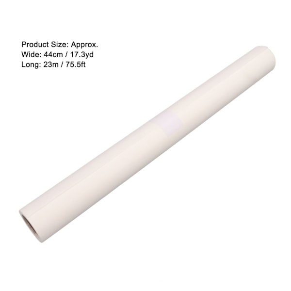 18 tum 44 cm bred spårpappersrulle vit hög transparens klar bläckabsorption mönsterpapper för sömnadsritning 23 m / 75,5 fot
