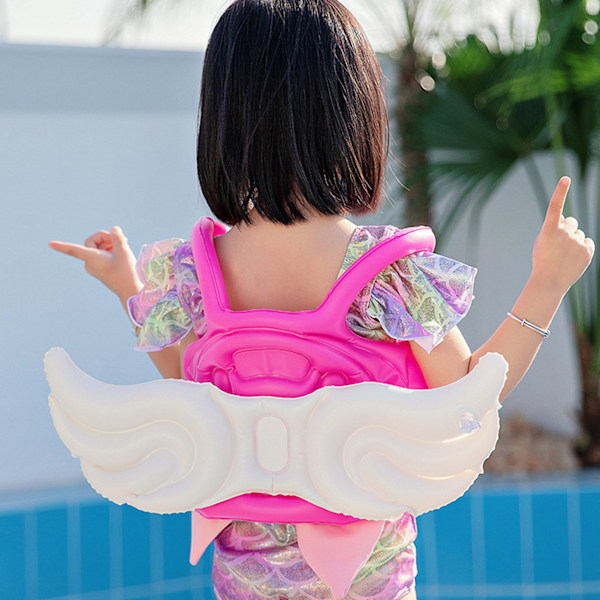 Uppblåsbar pool flyter rolig söt säker barn uppblåsbar simring för sommarvattenfester utomhus vattenaktiviteter rosa L storlek (5-8 år gammal)
