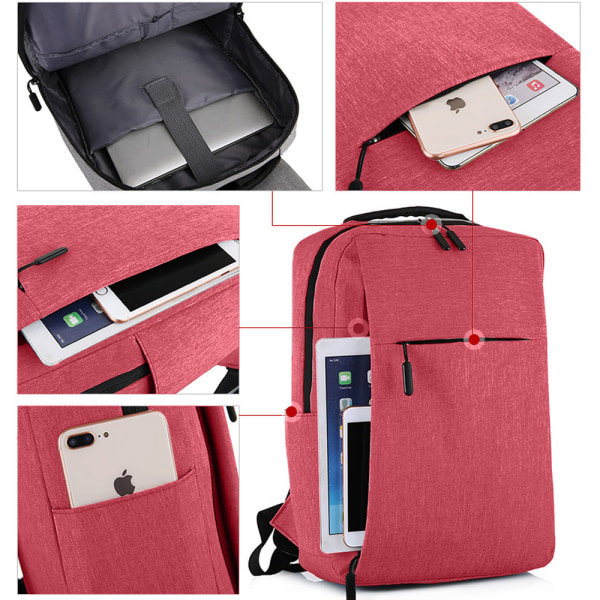 Laptopryggsäck lämplig för män och kvinnor som reser - med USB