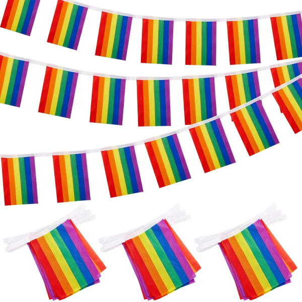 60 stycken regnbågsflagga, banderoll för inomhus- och utomhusdekoration för mänskliga fester