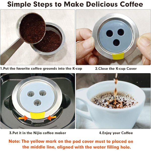 Silkopp Återvinning Ninja kaffemaskin rostfritt stål 3-håls K-cup kaffekapselkopp med filterpapperskopp