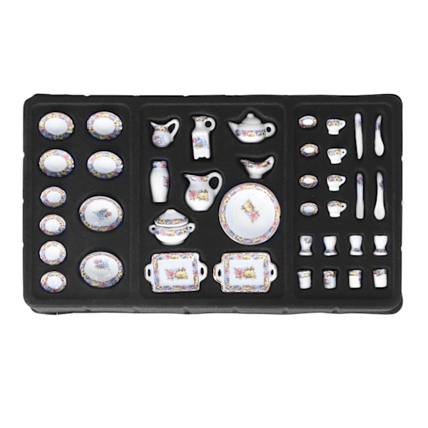 1:12 Dockhus Teservis Set Simulering Dekorativ Miniatyr Keramik Teservis Set för DIY Dockhus 40 Typ2