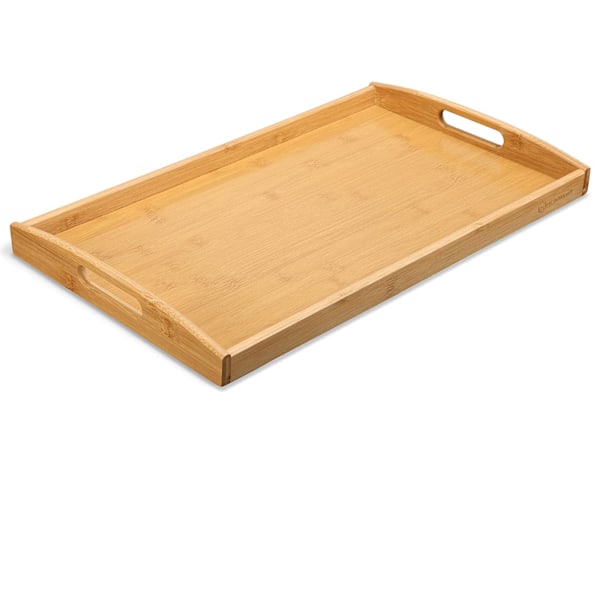 Miljövänliga Bambu Stapelbara Brickor, Träbricka i Bambu med Försänkta Grepp för Enkel Hantering och Multifunktionell Design, Perfekt för Köket Eller