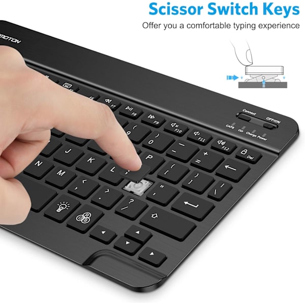 Tablet-datorns tangentbord Mini trådlöst Bluetooth-tangentbord med bakgrundsbelysning, 7-färgad bakgrundsbelysning/laddningsbart/ultratunt