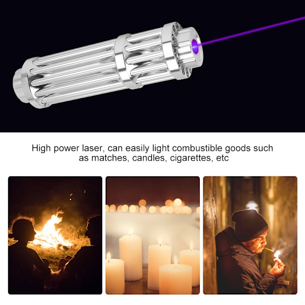 Portabel Laserficklamp med Hög Effekt LED-ficklampa för Camping Nödläge Utomhus Lila
