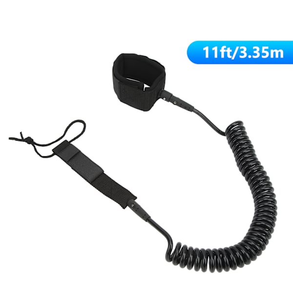 Surfboard Leash Hög elasticitet TPU Svart Justerbar Spiralformad Surfing Benrem för Paddleboards Longboards 11ft/3.35m