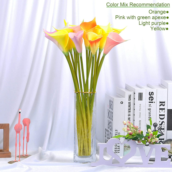 12 st 25'' X-Large Konstgjorda Calla Lily Blommor Real Touch Latex Bukett för Bröllopscenter Dekoration Rumskontor Fest Heminredning Blomsterarrangemang