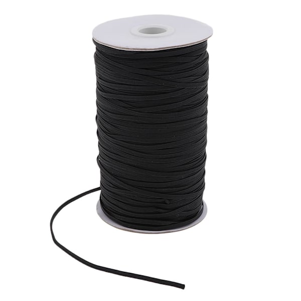 Flätad elastisk snodd för pyssel, klor- och saltvattenresistent elastisk spole, slitstark svart elastisk rem, platt flätad elastisk band för