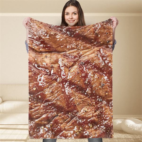 Mjuk filt med tydligt matfototryck, hudvänlig polyester, rolig för hem, sovrum, kontor, utomhus 150x200cm / 59.1x78.7in