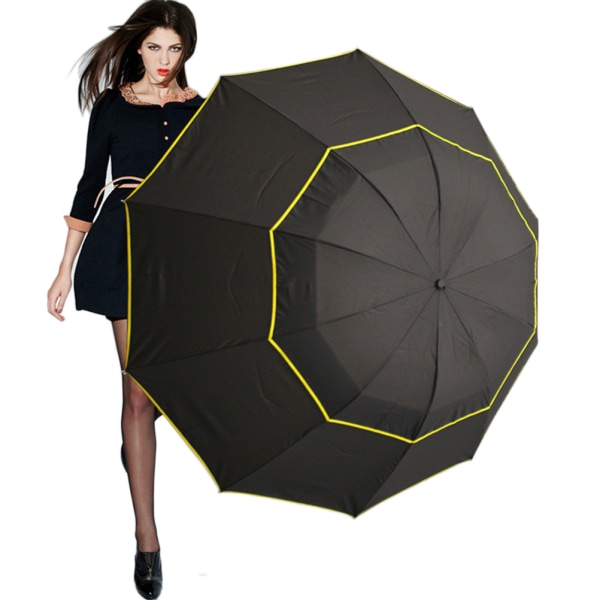 Extra Stor Stor Kompakt Paraply Dubbel Tak Vindtät Vattentät Käpp Paraplyer för Kvinnor och Män