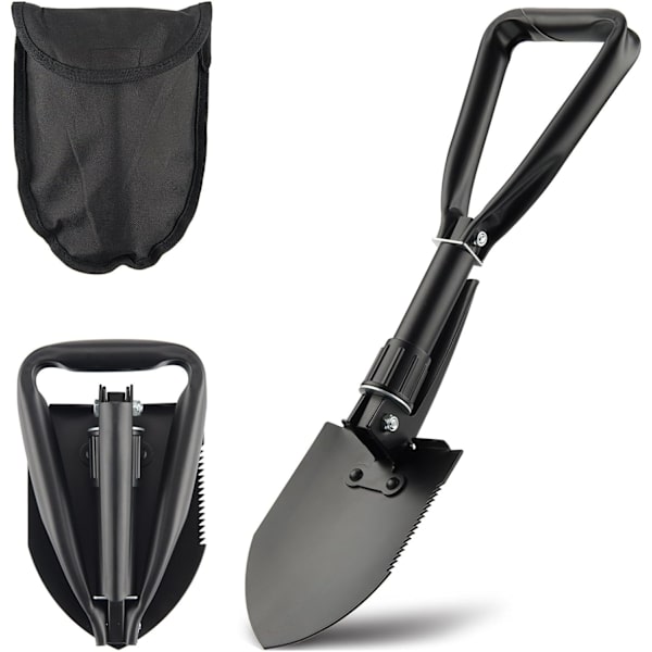 Mini hopfällbar spade i höghållfast stål, bärbar lätt utomhus taktisk hopfällbar mini spade, skyttegravverktyg, camping, vandring,