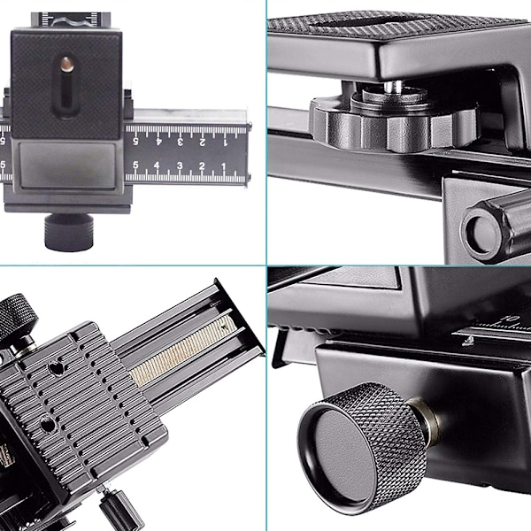 4-vägs makro fokuseringsskena 3D justeringsslide makroslider för närbildsfotografering digitalkameror med 1/4 tums skruvhål