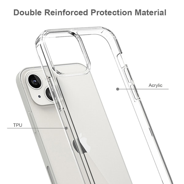 Slimmat iPhone-skal, Ultra Transparent TPU-material, Militärklassat skydd, Kristallklart stötsäkert skydd, Upphöjt kameraskydd för iPhone