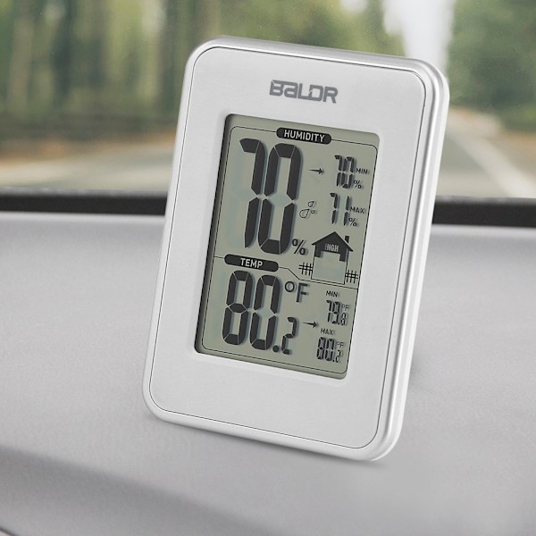 BALDR Elektronisk LCD Digital Termometer Hygrometer Aktuell Fuktighet Temperatur Display Vit