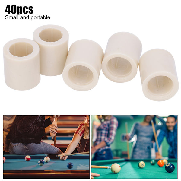 40 st Pool Cue Ferrules Vit Fiber Stick Reparationsverktyg Rör Biljardtillbehör 12mm/0,5 tum OD 0,5 tum