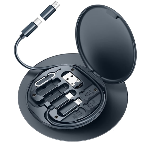 Multiladdningskabeladapterkit, USB C till Micro USB/Lightning/USB A-kabelkonverteradapterkit kan användas som telefonhållare - Blå