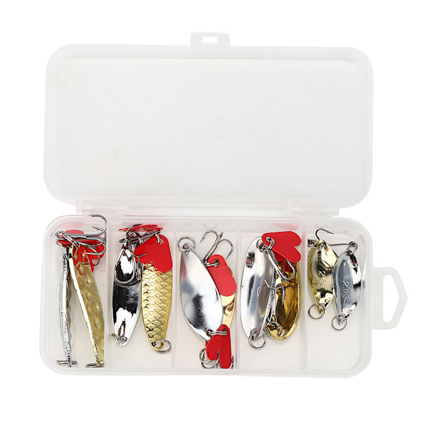 10 st Sequin Fiskedrag Kit Hård Konstgjord Bete med Krokar Fisketillbehör XLT-1