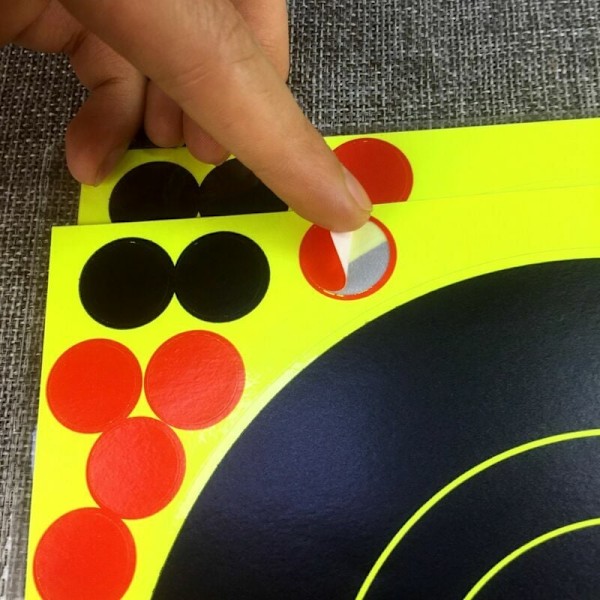 Reaktiva självhäftande måltavlor med självhäftande baksida, fluorescerande gula måltavlor designade för Airsoft BB Gun-kompatibla, hög synlighet för omedelbar