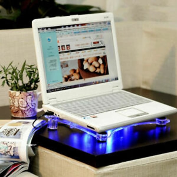 3 fläkt USB kylare Kyla Pad Stativ LED-ljus Spotlight för