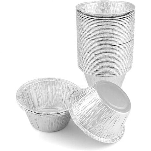 Runda brickor, engångsformar i aluminium för cupcakes, krämer, muffins, 50-pack