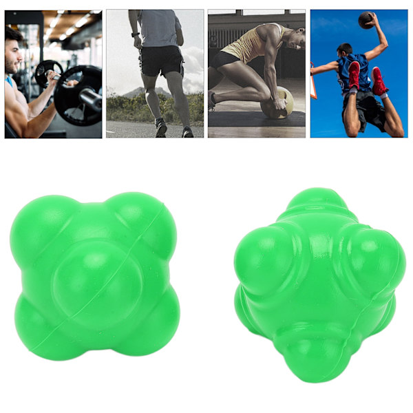 2 st Gummi Reaktionsstudsbollar Oregelbunden Form Reaktionsbollar för Koordination Smidighet HastighetsträningGrön