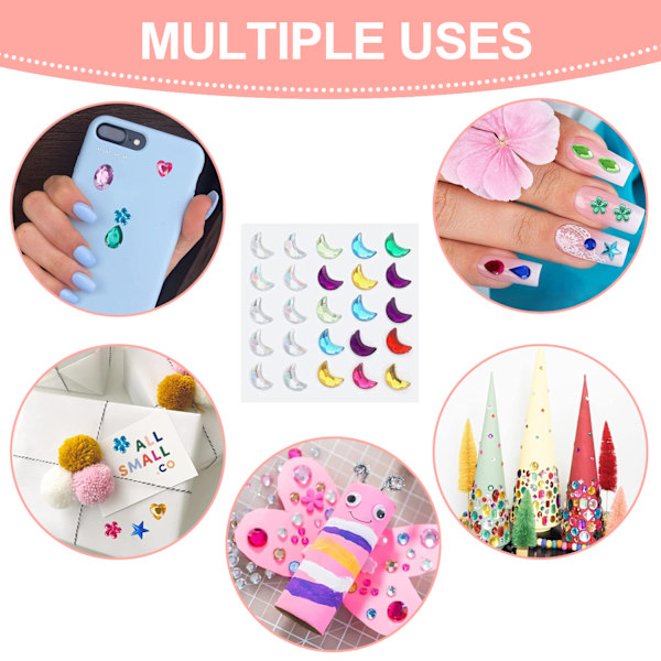 DIY Ansiktsstenar för Iögonfallande Smink, 8 Ark Multi-Tillfällen Tillbehör med Kristalldesign för Glittereffekt, Lämplig för Festivaler Fester