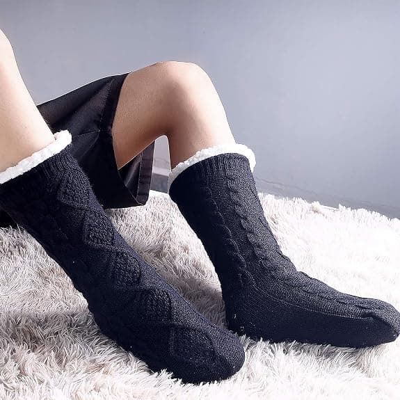 Herrtofflor Vinter Halkfria Varma Strumpor Fleece Termiska Tofflor