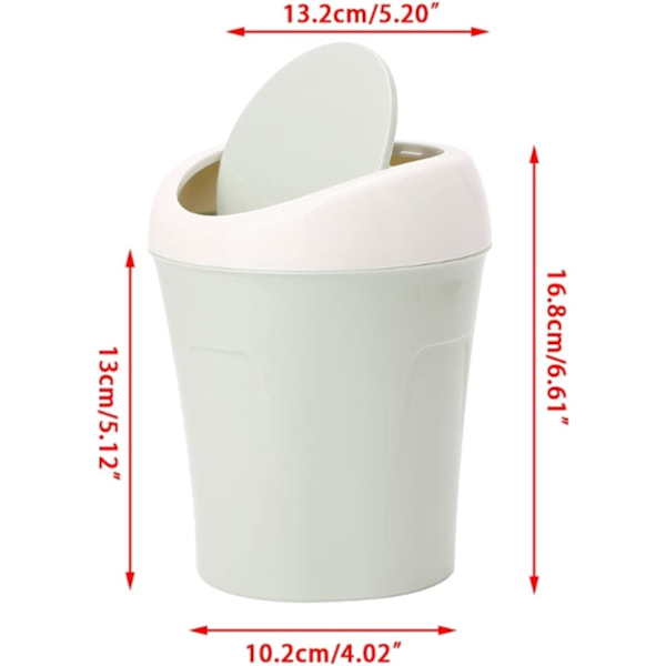 Elegant Mini Papperskorg för Skrivbord, Miljövänlig Plast Svinglock Soptunna för Kontor, Badrum och Sovrum (Färg C)