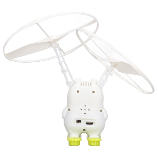 Helikopterleksak med bubbelblåsning, USB-laddningsbar, automatisk induktionsbubbla, flygande leksak med LED-ljus för barn och vuxna, björn