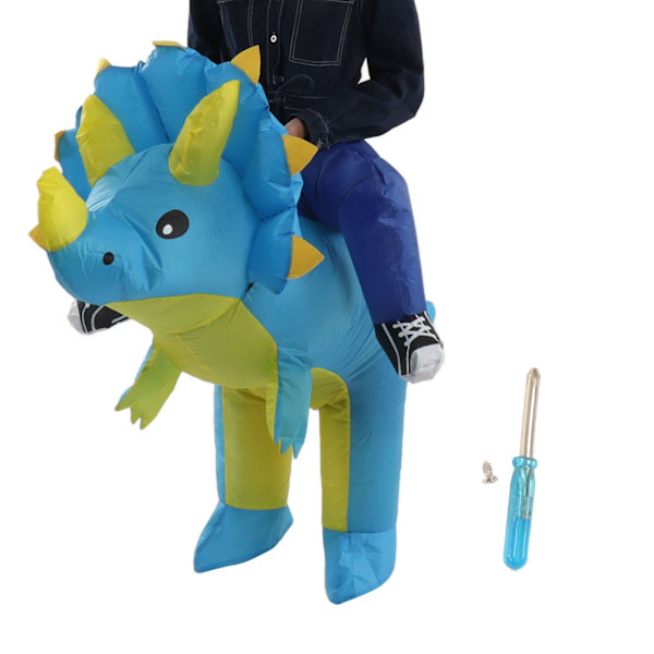 Uppblåsbar dinosauriedräkt Halloween Cosplay-dräkt Party Riding Triangle Dinosaurie Uppblåsbar dockdräkt Medelbarn 120‑140cm