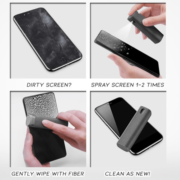 Professionell Skärmrengörare, Touchscreen-spray, Skonsam Rengöringslösning för Mobiltelefoner, Datorer, TV-skärmar, Återanvändbar Sprayflaska med Mikrofiber
