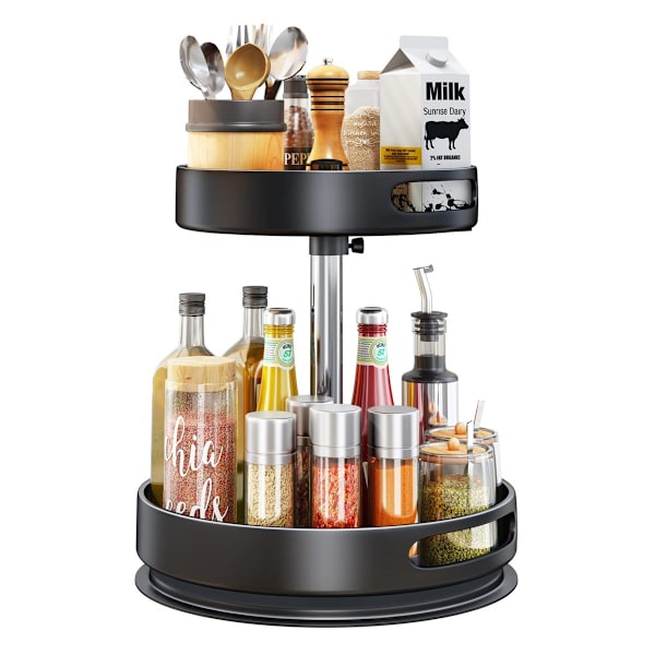 Kraftig Lazy Susan, roterande kryddhylla för kök och badrum - justerbar höjd, halkfri yta (30,5 cm)