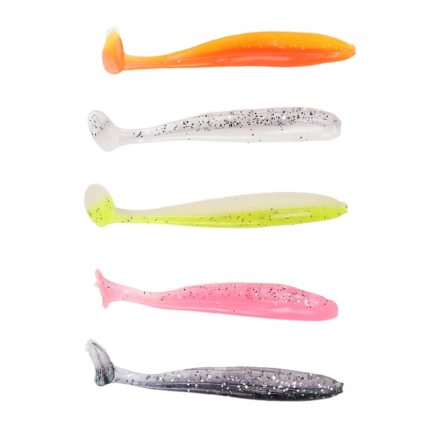 100 st mjuka fiskedrag med livlig paddelstjärt, fluorescerande reflexgummi-swimbaits för fiskare