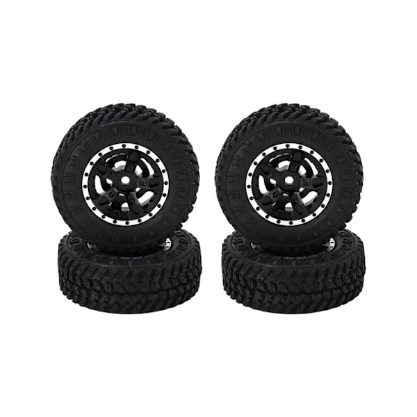 4 st 55 mm främre och bakre gummidäck och 5-ekrade fälgar i metall för AXIAL SCX24 1/24 RC-bilSvart